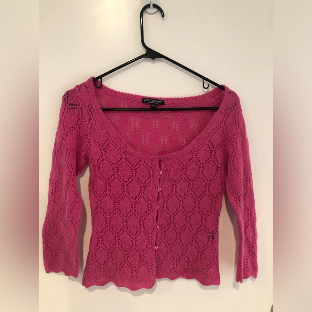 Vintage Y2K Pink Cashmere Betsey Johnson Black Label Sweater Size Small